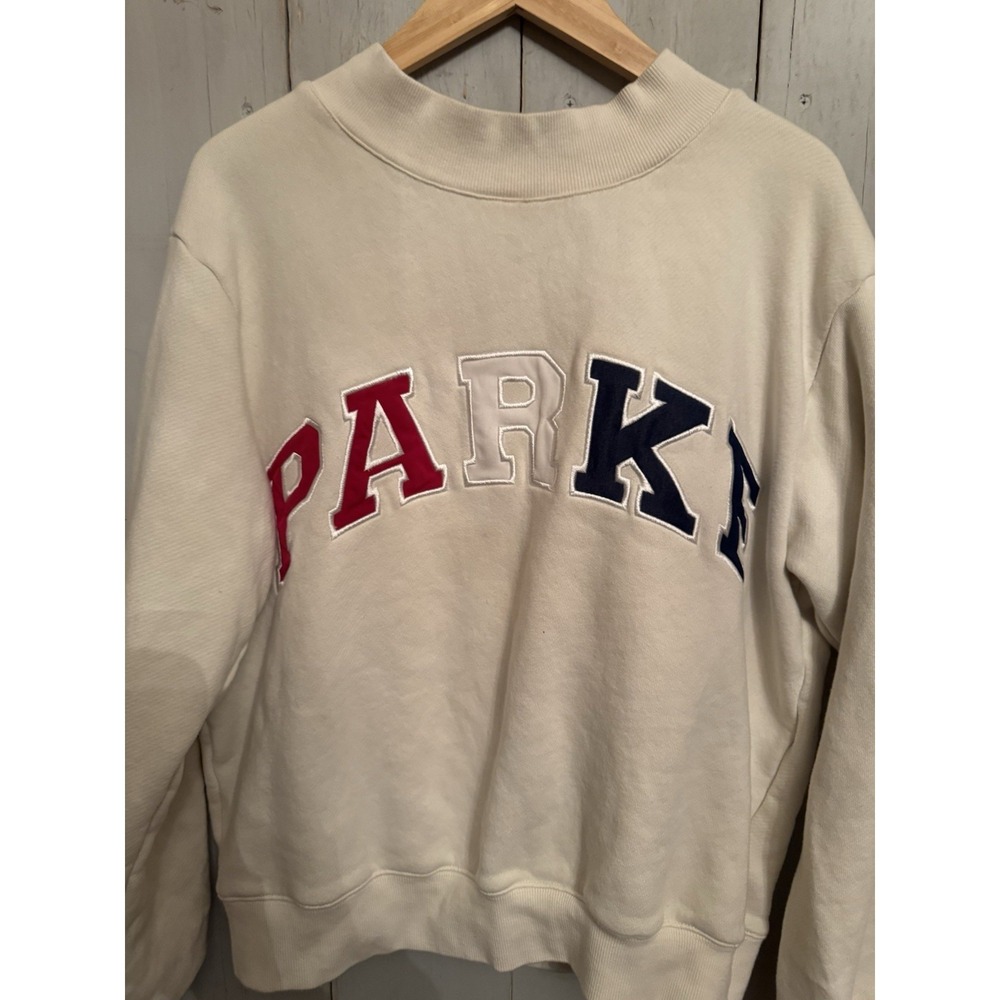 PARKE Coastal Red White & Blue  Mockneck Sweatshirt Oversized S/M Viral Rare - Picture 3 of 9